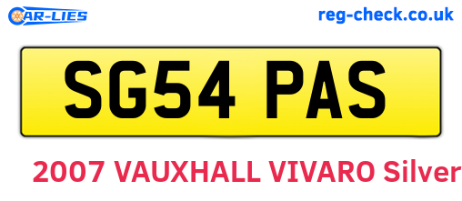 SG54PAS are the vehicle registration plates.