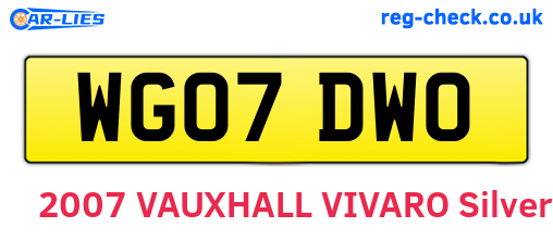 WG07DWO are the vehicle registration plates.
