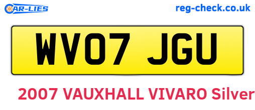 WV07JGU are the vehicle registration plates.
