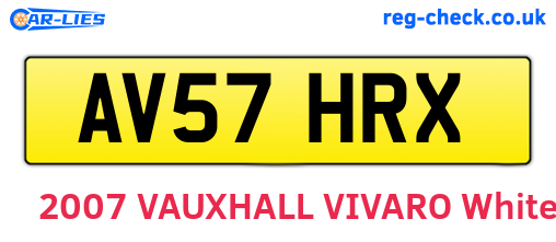 AV57HRX are the vehicle registration plates.