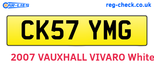 CK57YMG are the vehicle registration plates.