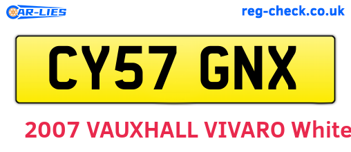 CY57GNX are the vehicle registration plates.