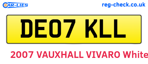 DE07KLL are the vehicle registration plates.