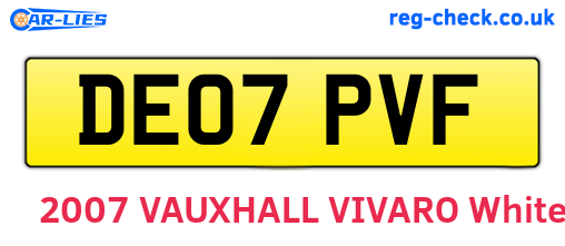 DE07PVF are the vehicle registration plates.
