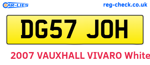 DG57JOH are the vehicle registration plates.