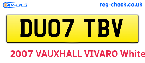 DU07TBV are the vehicle registration plates.