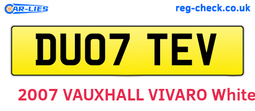DU07TEV are the vehicle registration plates.