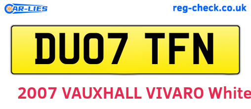 DU07TFN are the vehicle registration plates.