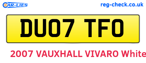 DU07TFO are the vehicle registration plates.