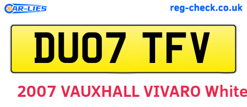 DU07TFV are the vehicle registration plates.