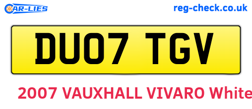 DU07TGV are the vehicle registration plates.