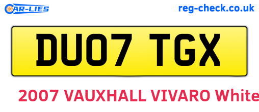 DU07TGX are the vehicle registration plates.