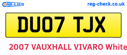 DU07TJX are the vehicle registration plates.