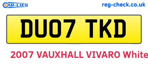 DU07TKD are the vehicle registration plates.