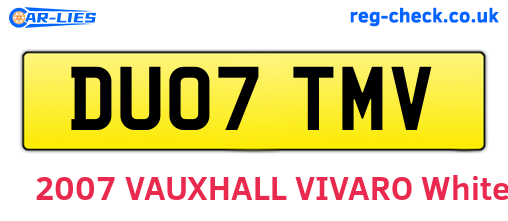 DU07TMV are the vehicle registration plates.