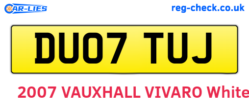 DU07TUJ are the vehicle registration plates.