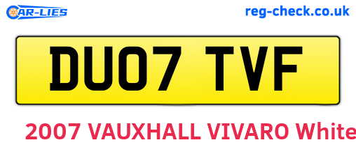 DU07TVF are the vehicle registration plates.