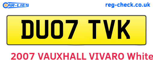 DU07TVK are the vehicle registration plates.