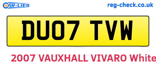 DU07TVW are the vehicle registration plates.
