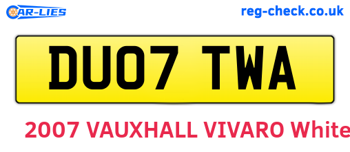 DU07TWA are the vehicle registration plates.