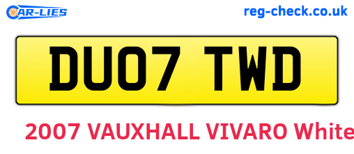 DU07TWD are the vehicle registration plates.