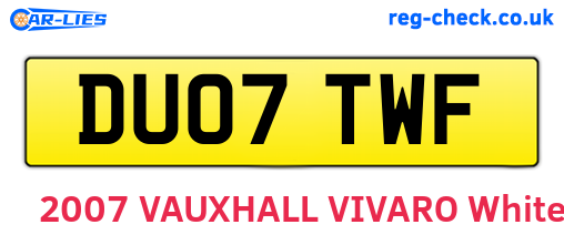 DU07TWF are the vehicle registration plates.