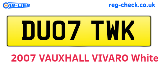 DU07TWK are the vehicle registration plates.