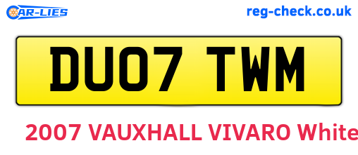 DU07TWM are the vehicle registration plates.