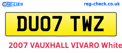 DU07TWZ are the vehicle registration plates.