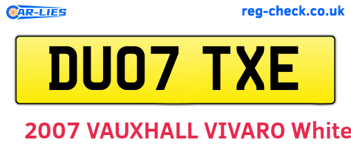DU07TXE are the vehicle registration plates.