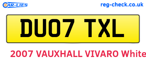 DU07TXL are the vehicle registration plates.