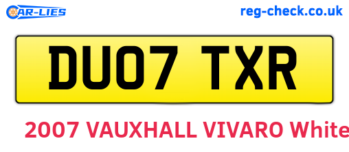 DU07TXR are the vehicle registration plates.