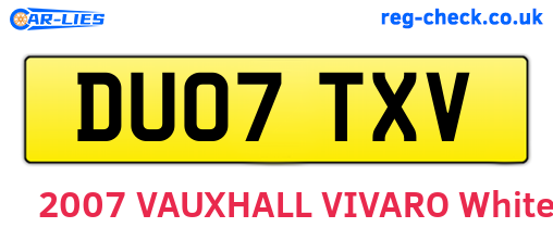 DU07TXV are the vehicle registration plates.