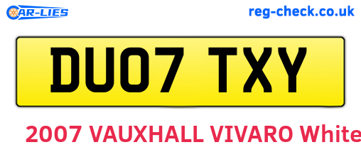 DU07TXY are the vehicle registration plates.