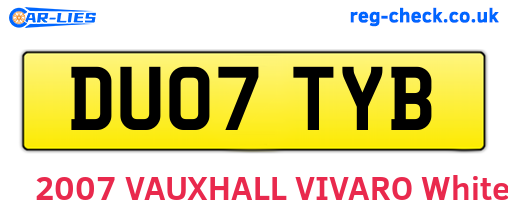 DU07TYB are the vehicle registration plates.