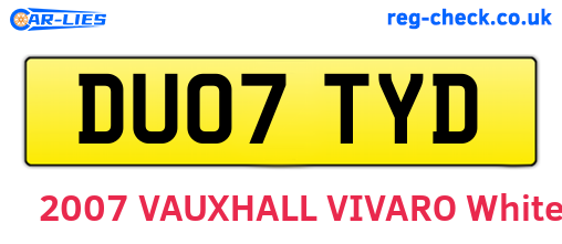 DU07TYD are the vehicle registration plates.