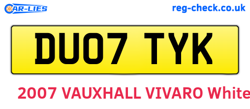 DU07TYK are the vehicle registration plates.