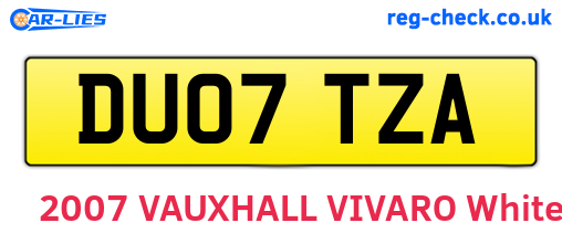 DU07TZA are the vehicle registration plates.