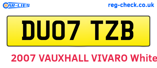 DU07TZB are the vehicle registration plates.