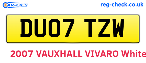 DU07TZW are the vehicle registration plates.
