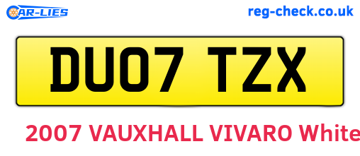 DU07TZX are the vehicle registration plates.