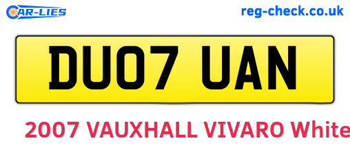 DU07UAN are the vehicle registration plates.
