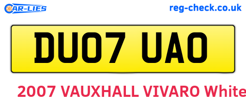 DU07UAO are the vehicle registration plates.