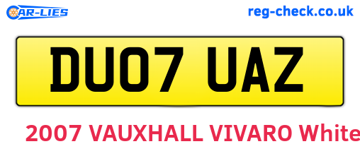 DU07UAZ are the vehicle registration plates.
