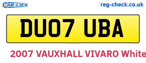 DU07UBA are the vehicle registration plates.