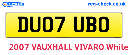 DU07UBO are the vehicle registration plates.