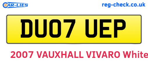 DU07UEP are the vehicle registration plates.