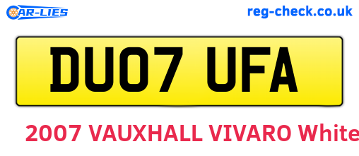 DU07UFA are the vehicle registration plates.