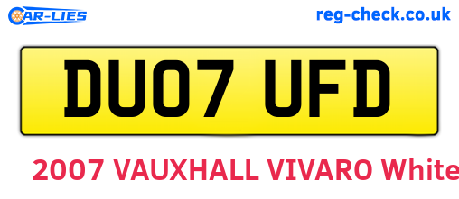 DU07UFD are the vehicle registration plates.