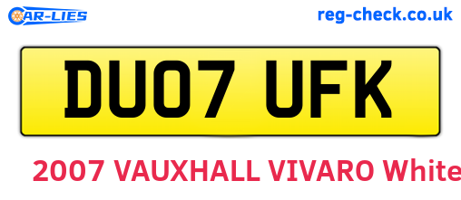 DU07UFK are the vehicle registration plates.